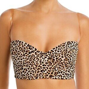 Norma Kamali Leopard Bonded Corset Bra Bikini Top Size XS Brown Black